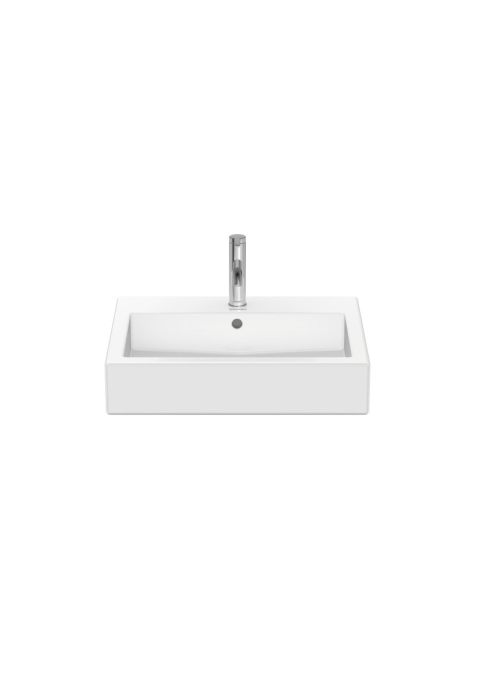 Раковина прямокутна Duravit Vero, накладна/підвісна, 600x470 мм, з отвором для змішувача, з переливом, білий 0454600000