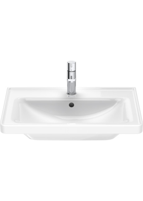 Раковина прямокутна меблева/підвісна Duravit D-Neo, 600x480 мм, з отвором для змішувача, з переливом, білий 2367600000
