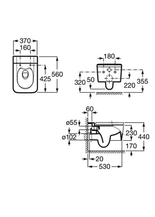 Унітаз підвісний Roca INSPIRA SQUARE Rimless A346537650