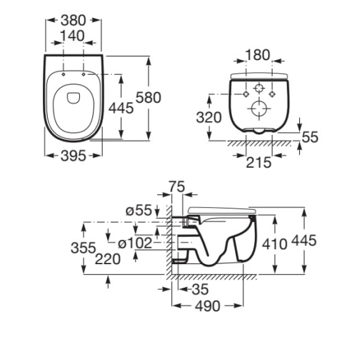 Унитаз подвесной Roca Beyond Rimless A3460B7000