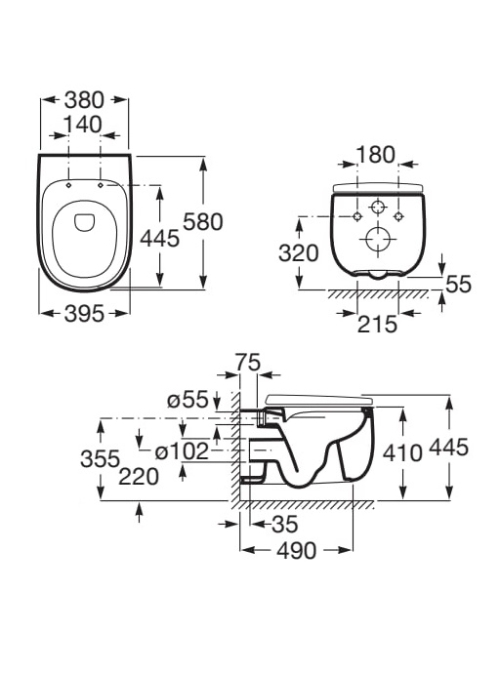 Унитаз подвесной Roca Beyond Rimless A3460B7000