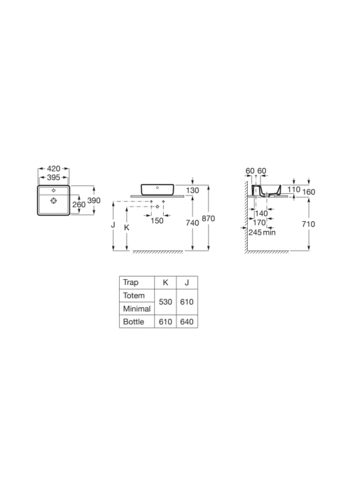 Умивальник Roca Gap Square 420х390 A3270MM000