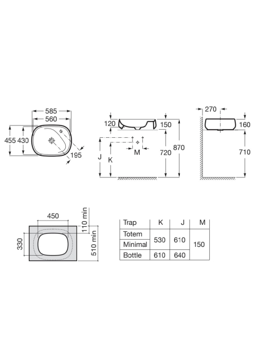 Умивальник Roca Beyond FINECERAMIC A3270B8000