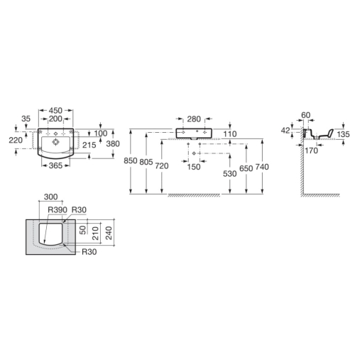 Умивальник підвісний Roca HALL (A327624000)