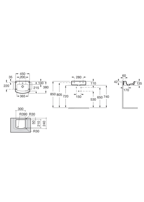 Умывальник подвесной Roca HALL (A327624000)