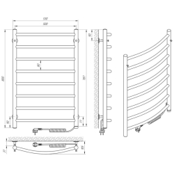 Сушка для рушників Laris Класик П8 500 х 800 Е сенсор S3 Електро Права, 73207728