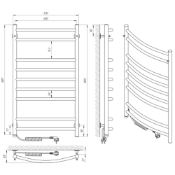 Полотенцесушитель Laris Класик П9 500 х 900 Э сенсор S3 Электро Левая, 73207729
