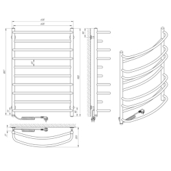 Полотенцесушитель Laris Евромикс П10 600 х 900 Э сенсор S3 Электро Левая, 73207686