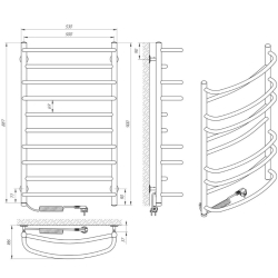 Сушка для рушників Laris Євромікс П10 500 х 900 Е сенсор S3 Електро Ліва, 73207684
