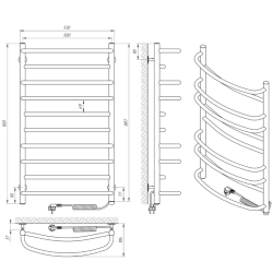 Полотенцесушитель Laris Евромикс П10 500 х 900 Э сенсор S3 Электро Правая, 73207685