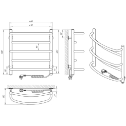 Сушки для рушників Laris Євромікс П5 450 х 500 Е сенсор S3 Електро Права, 73207675