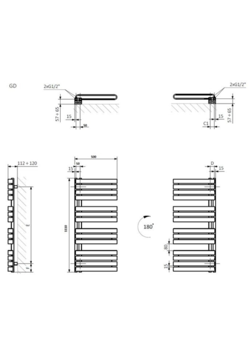 Полотенцесушитель Terma 1110х500 Warp S WGWAS111050K742GD