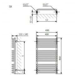 Рушникосушка Terma 910х430 C01 WGC01091043K916SX