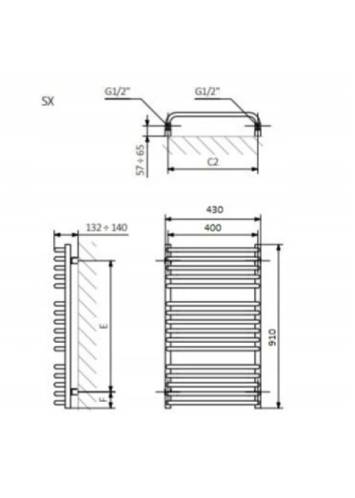 Рушникосушка Terma 910х430 C01 WGC01091043K916SX