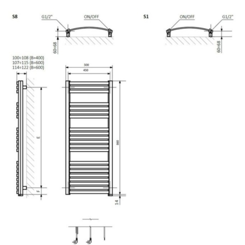 Рушникосушка Terma Dexter One 860x500 WWDEN086050KCROE8P