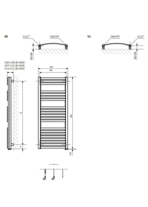 Рушникосушка Terma Dexter One 860x500 WWDEN086050KCROE8P