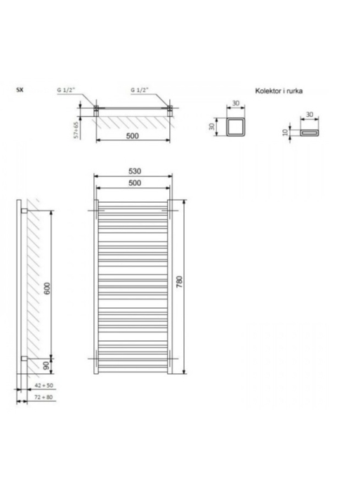 Рушникосушка Terma 780х530 Marlin WGMAR078053KS95SX