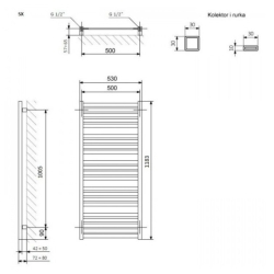 Полотенцесушитель Terma Marlin 1185x530 WGMAR118053K916SX