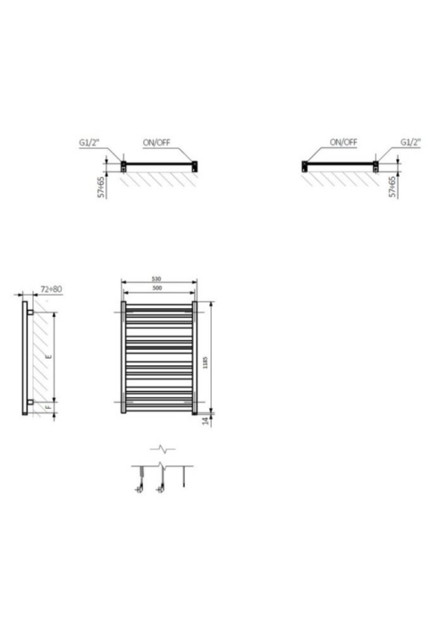 Рушникосушка Terma 1185x530 Marlin One WWMRN118053KS95E8P