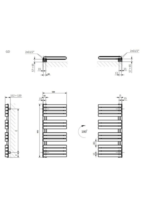 Рушникосушка Terma 655x500 Warp S WGWAS065050K328GD