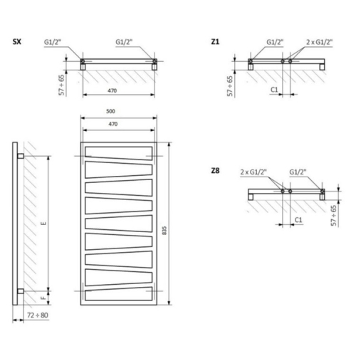 Рушникосушка Terma 1070х500 Zigzag WLZIG107050KIHEE8TS1D