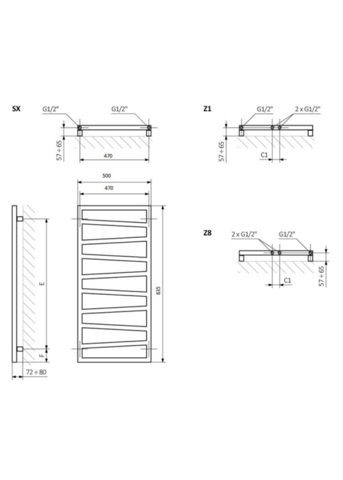 Полотенцесушитель Terma 1070х500 Zigzag WLZIG107050KIHEE8TS1D