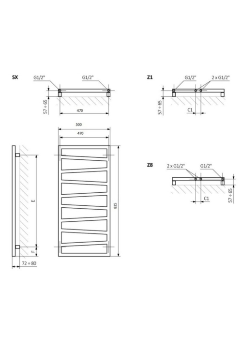 Рушникосушка Terma Zigzag 835х500 WGZIG083050KIHESX