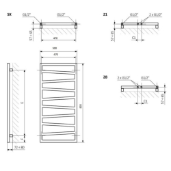 Рушникосушка Terma Zigzag 835х500 WLZIG083050K9M5E8TS1D