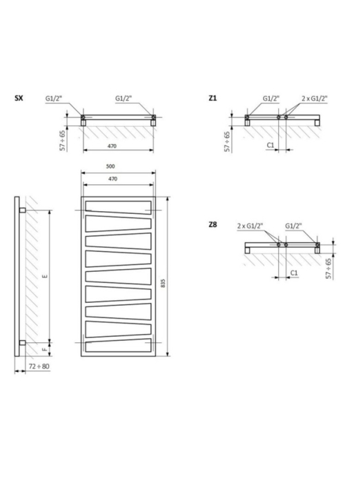 Рушникосушка Terma Zigzag 835х500 WLZIG083050K9M5E8TS1D