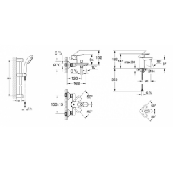 Комплект змішувачів GROHE BauLoop UA123214S0 (23337001 + 32815001 + 27598001)