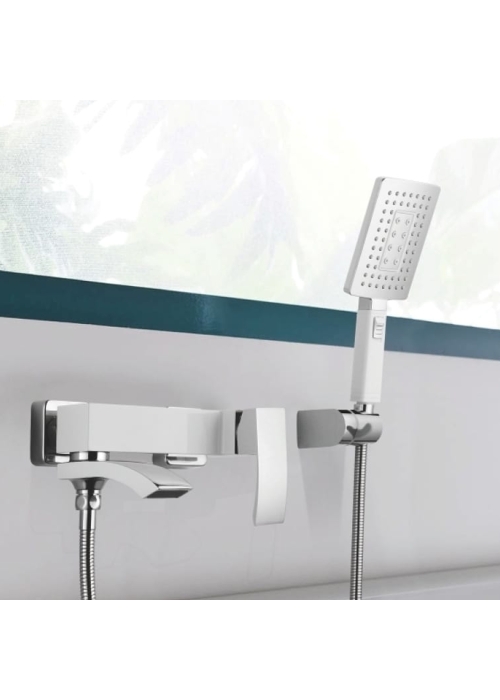 Змішувач для ванни Qtap Swan Cascada з поворотним виливом (з душовим гарнітуром) Chrome QTSWA260CRM45565