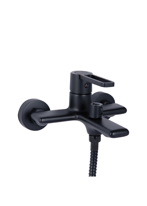 Змішувач для ванни Qtap Taurus (з душовим гарнітуром) Black Matt QTTAU259BLM45662