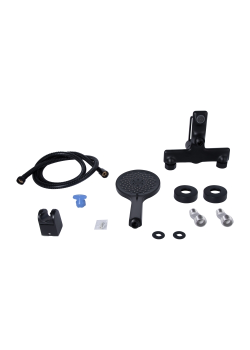 Змішувач для ванни Qtap Taurus (з душовим гарнітуром) Black Matt QTTAU259BLM45662