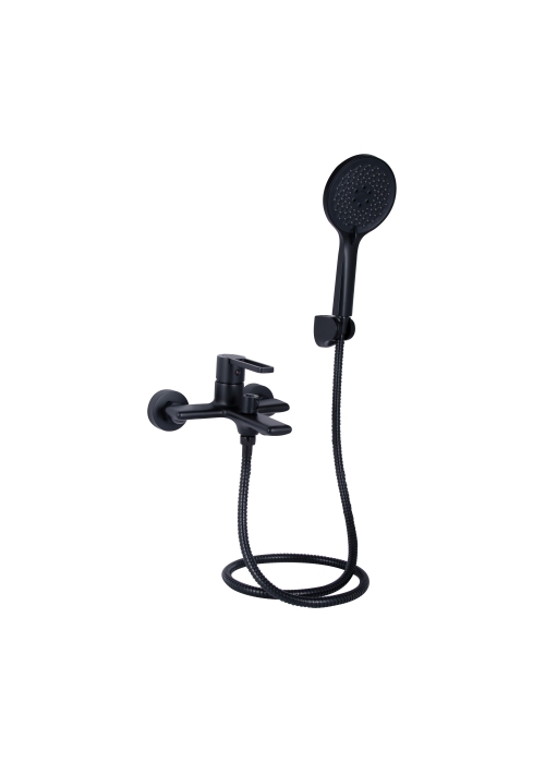 Змішувач для ванни Qtap Taurus (з душовим гарнітуром) Black Matt QTTAU259BLM45662