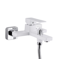 Змішувач для ванни Qtap Gemini (з душовим гарнітуром) Chrome/White QTGEM259CRW45683