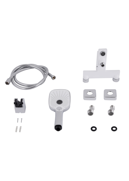 Змішувач для ванни Qtap Gemini (з душовим гарнітуром) Chrome/White QTGEM259CRW45683