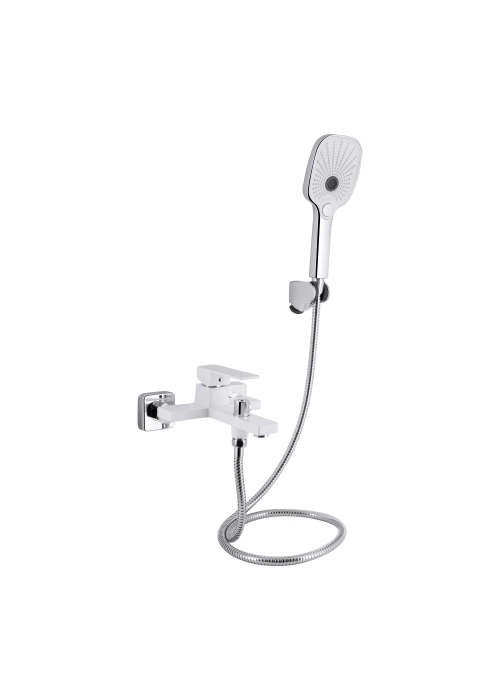 Змішувач для ванни Qtap Gemini (з душовим гарнітуром) Chrome/White QTGEM259CRW45683