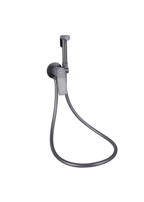 Набор для гігієнічного душу Qtap Slavonice округлий Gunmetal Black PVD QTSLA262GMB45916