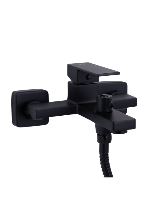 Змішувач для ванни Qtap Gemini (з душовим гарнітуром) Black Matt QTGEM259BLM45682