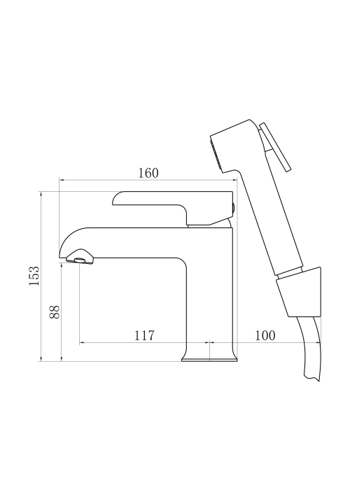 Змішувач для раковини Qtap Grand (з гігієнічним душем) QTGRA272CRW45671 Chrome/White