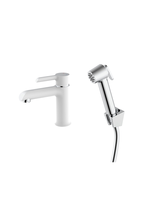 Змішувач для раковини Qtap Grand (з гігієнічним душем) QTGRA272CRW45671 Chrome/White