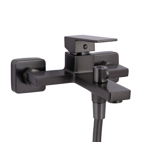Змішувач для ванни Qtap Gemini (з душовим гарнітуром) Gunmetal Black PVD QTGEM259GMB45684