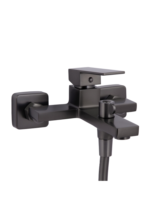 Змішувач для ванни Qtap Gemini (з душовим гарнітуром) Gunmetal Black PVD QTGEM259GMB45684