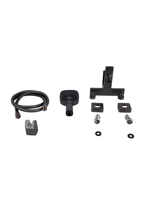 Змішувач для ванни Qtap Gemini (з душовим гарнітуром) Gunmetal Black PVD QTGEM259GMB45684