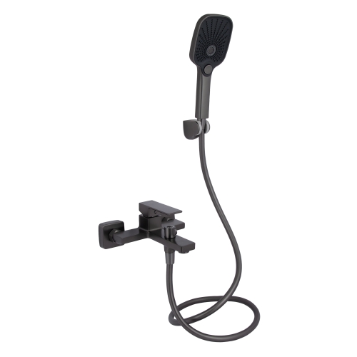 Змішувач для ванни Qtap Gemini (з душовим гарнітуром) Gunmetal Black PVD QTGEM259GMB45684