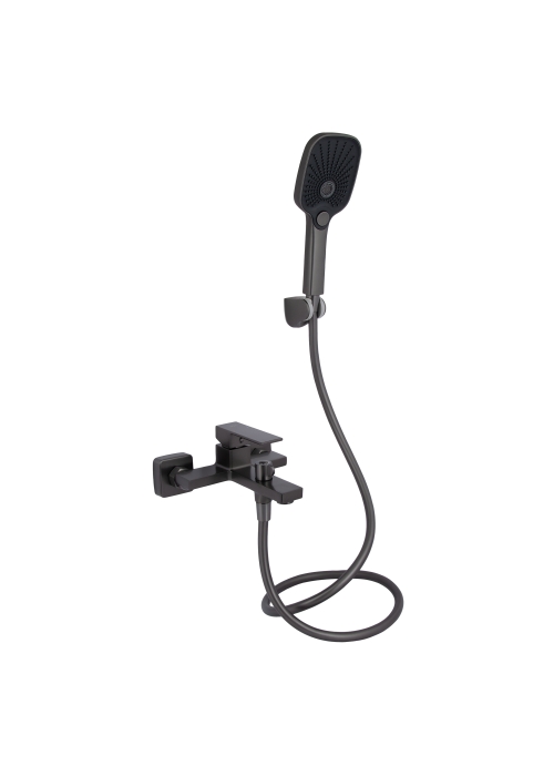 Змішувач для ванни Qtap Gemini (з душовим гарнітуром) Gunmetal Black PVD QTGEM259GMB45684