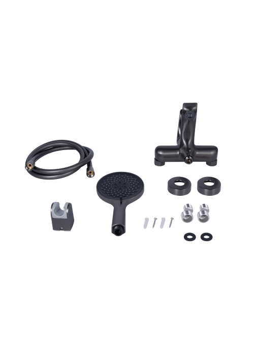 Змішувач для ванни Qtap Vlasta New (з душовим гарнітуром) Gunmetal Black PVD QTVLA259GMB45643