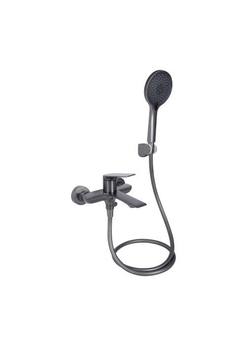 Змішувач для ванни Qtap Vlasta New (з душовим гарнітуром) Gunmetal Black PVD QTVLA259GMB45643