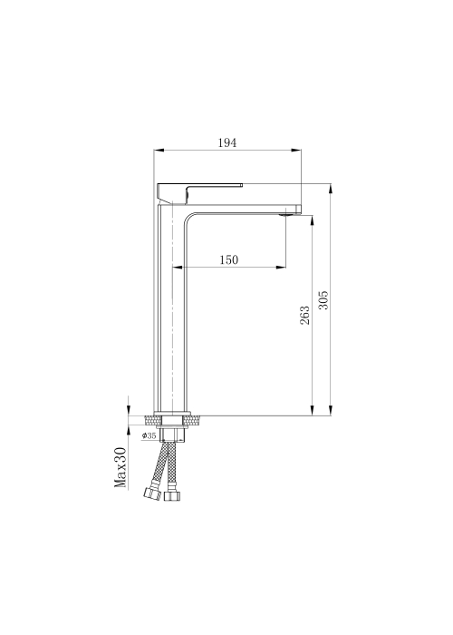 Змішувач для раковини Qtap Gemini Black Matt високий QTGEM269BLM45678