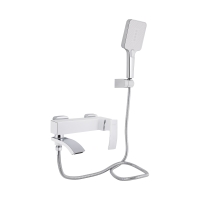 Смеситель для ванны Qtap Swan Cascada с поворотным изливом (с душевым гарнитуром) Chrome/White QTSWA260CRW45569